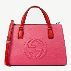 Gucci Medium Soho New Rosette & Hibiscus GG Leather Top Handle Tote
